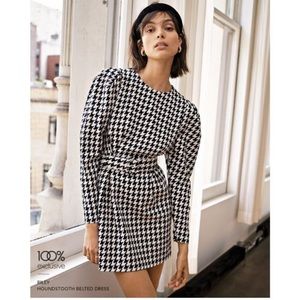 🚨LAST CHANCE🚨 NWT LINI • Houndstooth Retro Belted Mini Dress, size xs